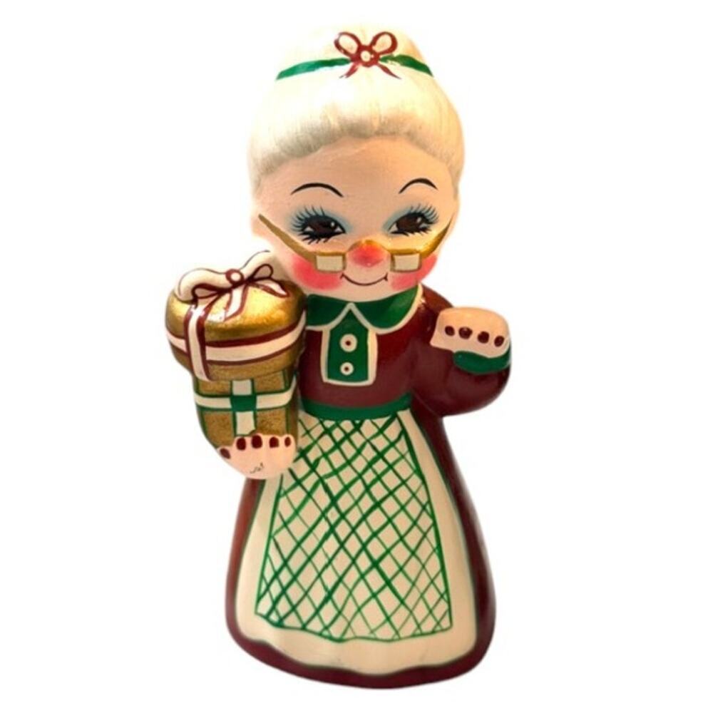 Vintage 1970s Ceramic Santa Mrs Claus Figurines Hand Painted Christmas Decor - Picture 5 of 7